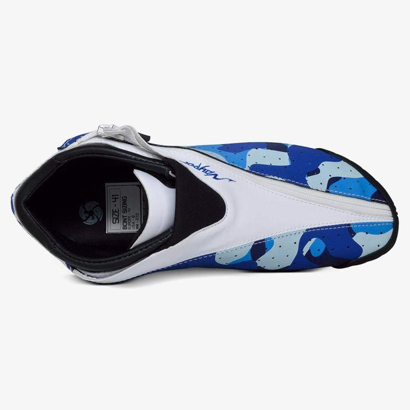 blue-camo rollerblades