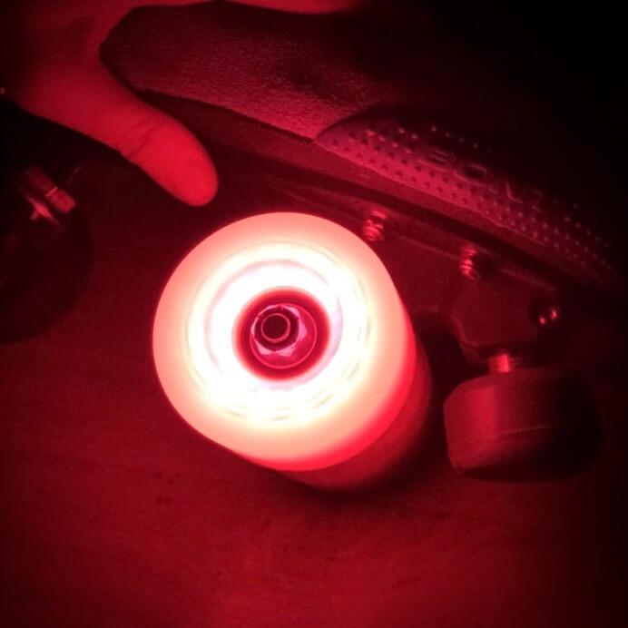 cherry-blossom-pink Bont roller skate wheel led glow luminous quad glitter light up
